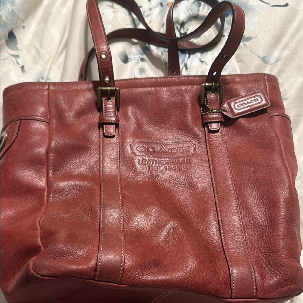 Coach Leather Tote with Tag and Dual Straps - Picture 6 of 6